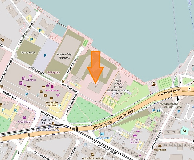 Lage der Geschäftsstelle (Karte: OpenStreetMap, Open Database License (ODbL))